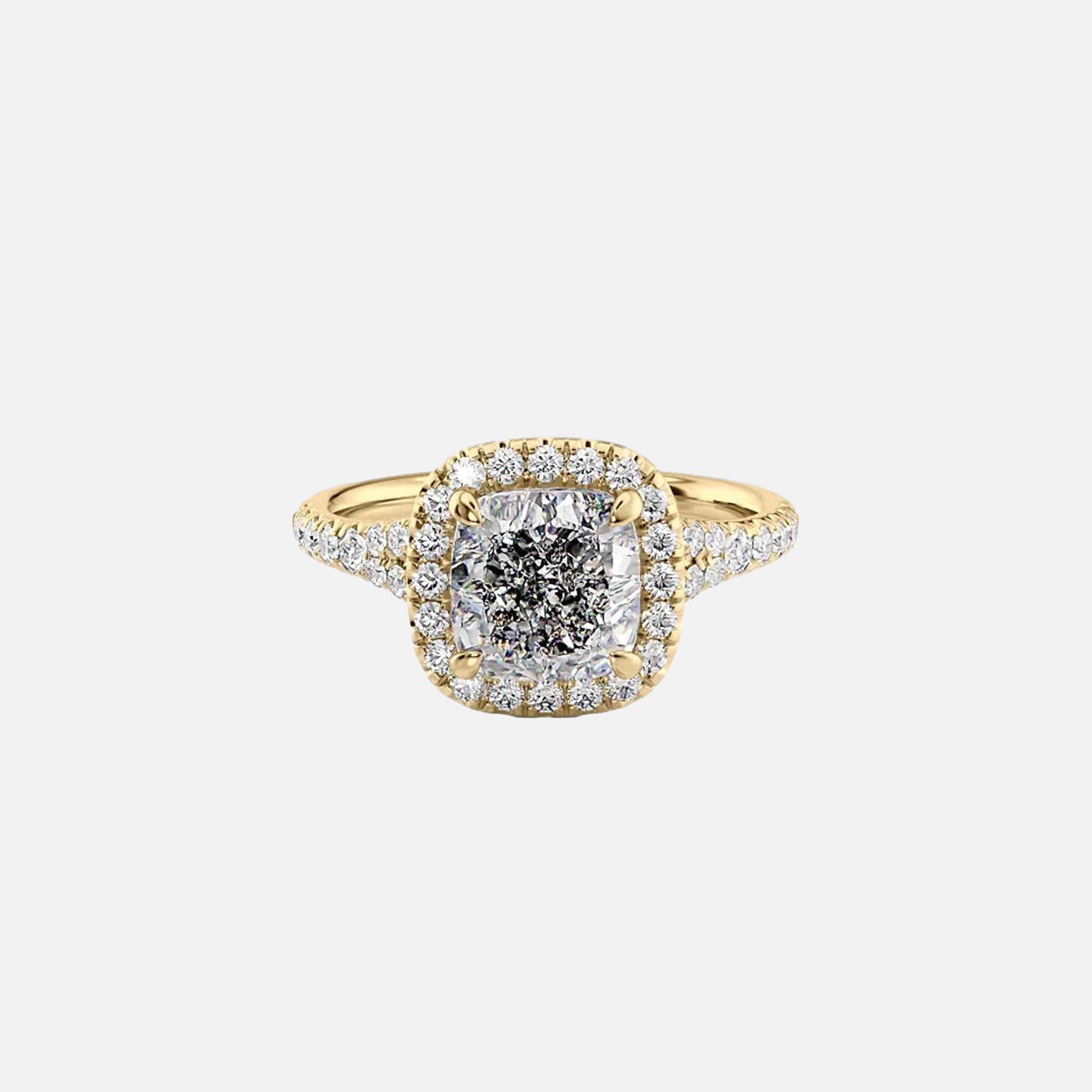 The Miley Cushion Lab Diamond Ring 14k Yellow Gold 001