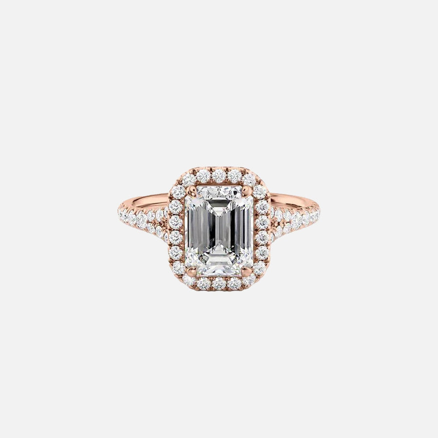  The Miley Emerald Moissanite Ring 14k Rose Gold 001