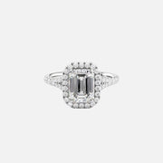  The Miley Emerald Moissanite Ring 14k White Gold 001