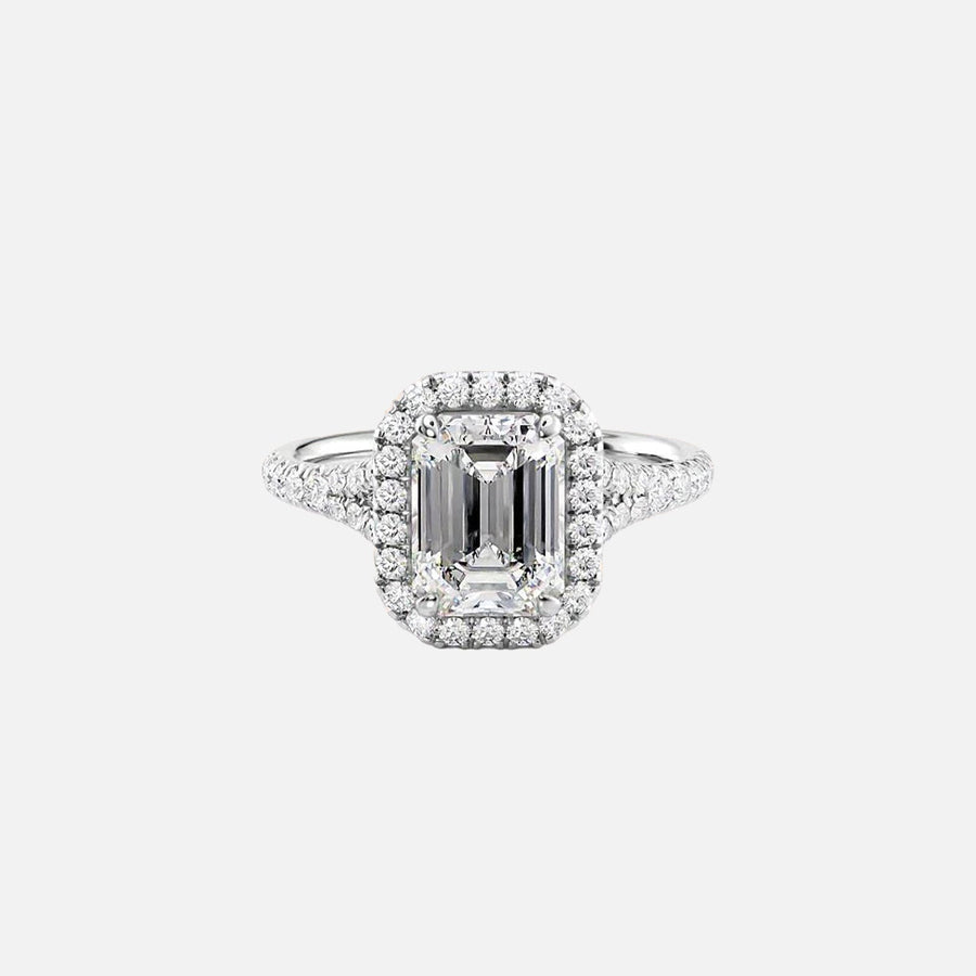  The Miley Emerald Moissanite Ring 14k White Gold 001