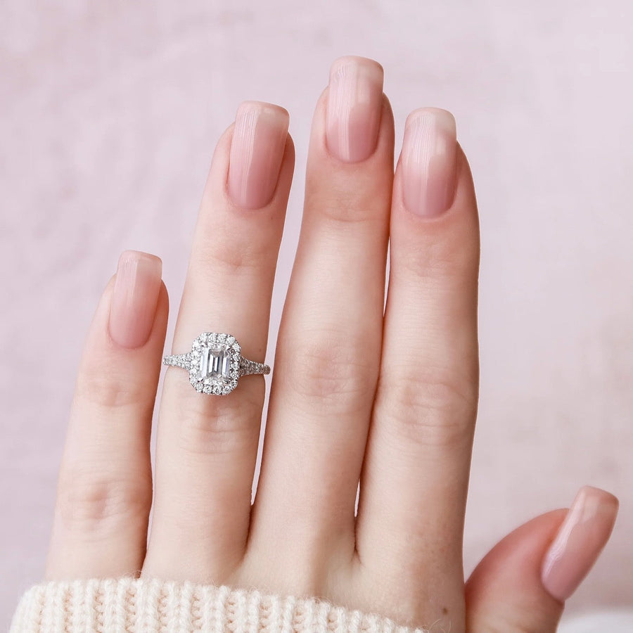 The Miley Emerald Moissanite Ring 14k White Gold 003