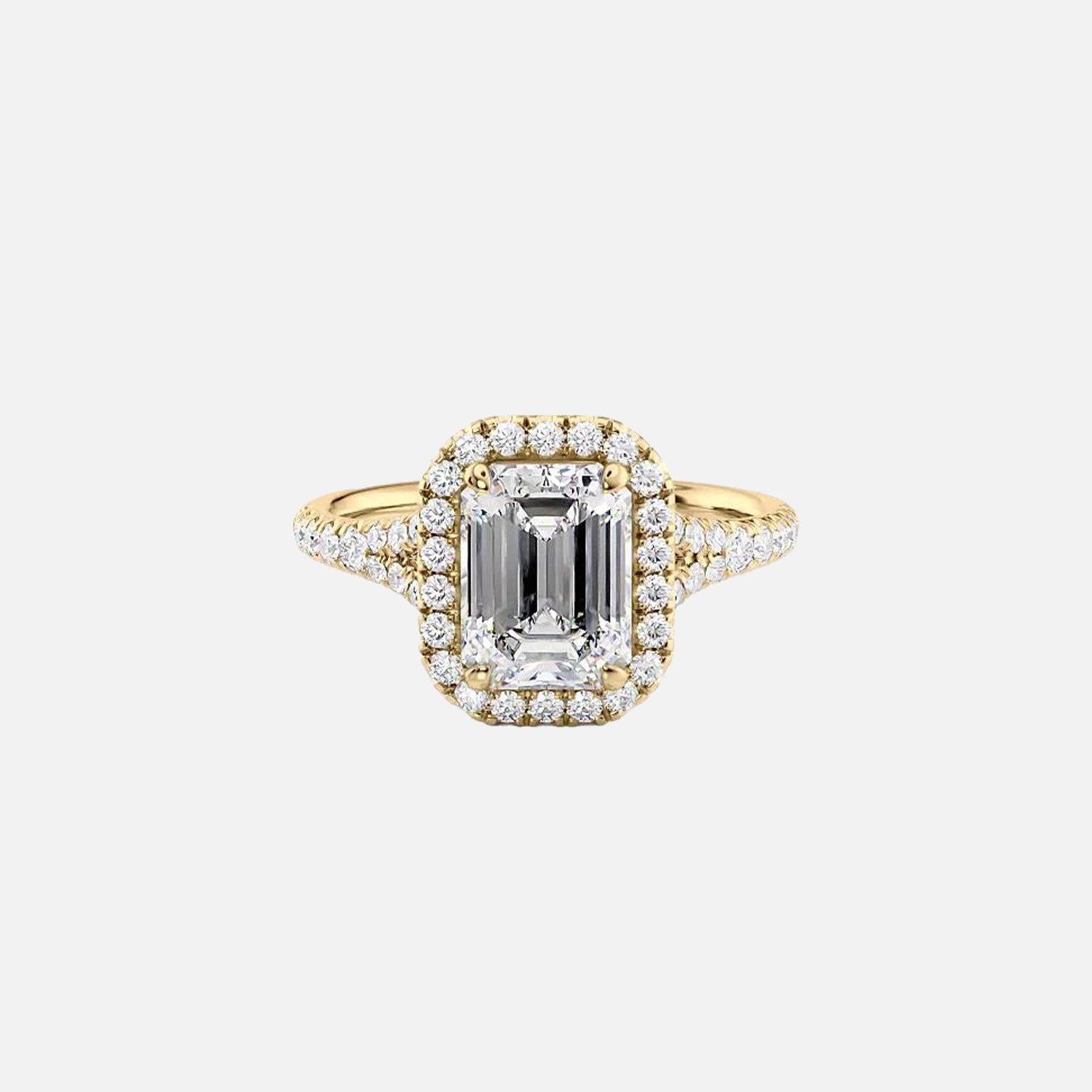 The Miley Emerald Moissanite Ring 14k Yellow Gold 001