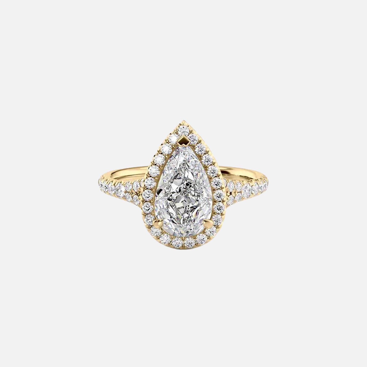 The Miley Pear Moissanite Ring 14k Yellow Gold 001