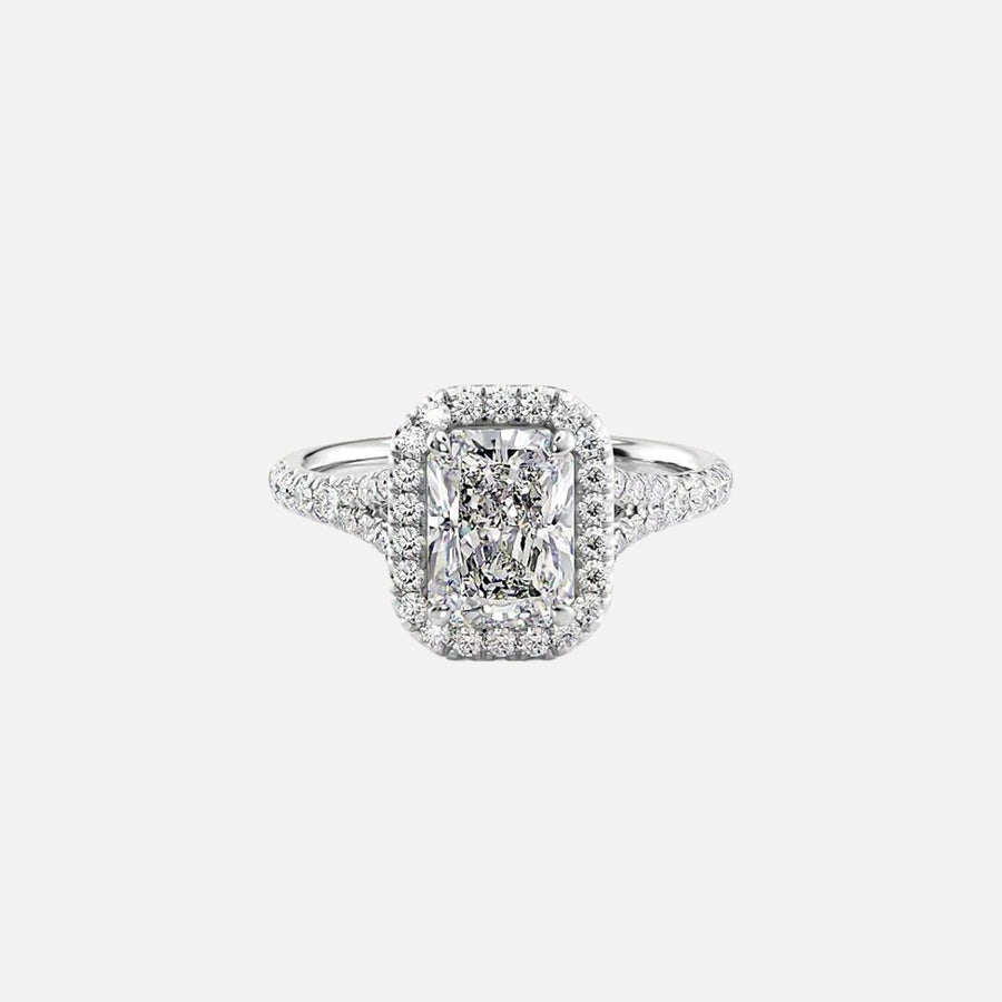  The Miley Radiant Moissanite Ring 18k White Gold 001