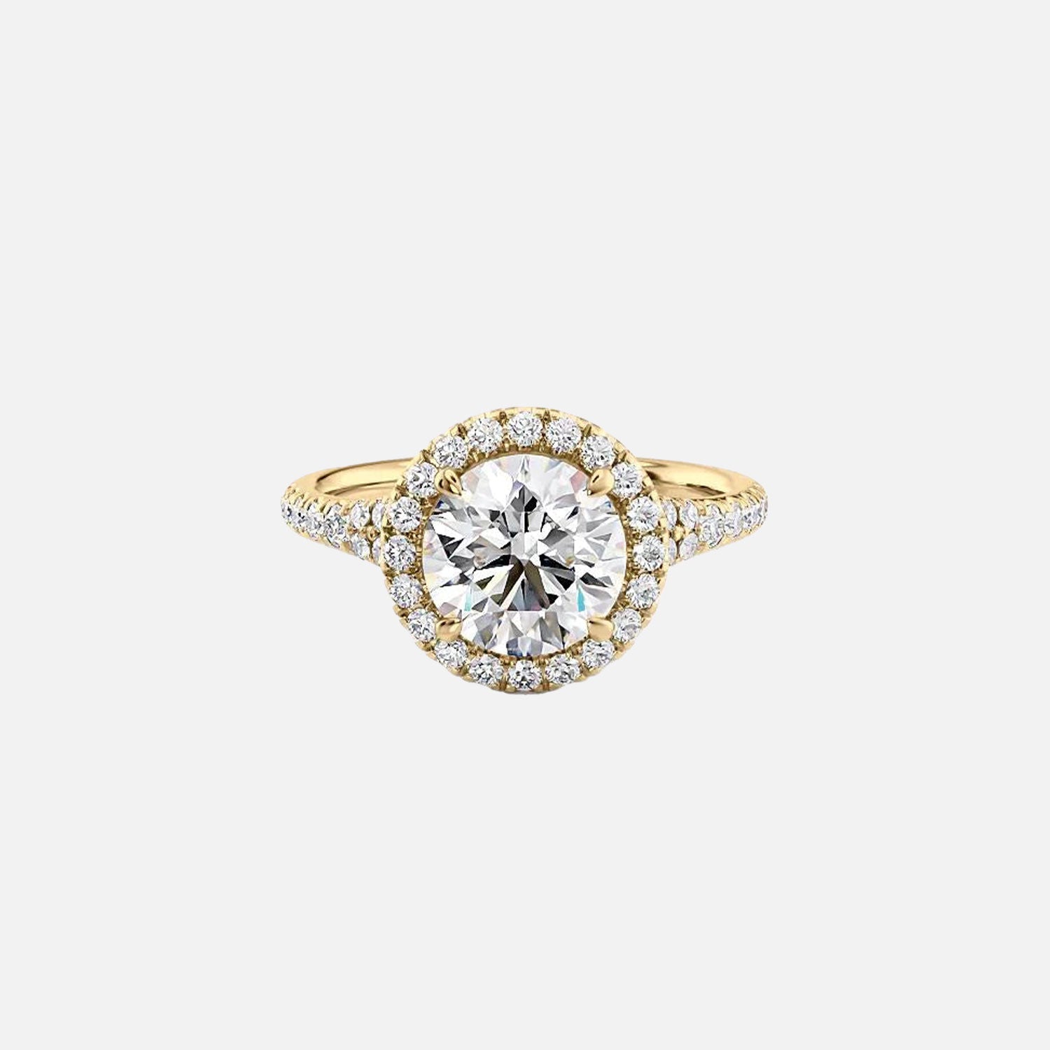 The Miley Round Moissanite Ring 14k Yellow Gold 001