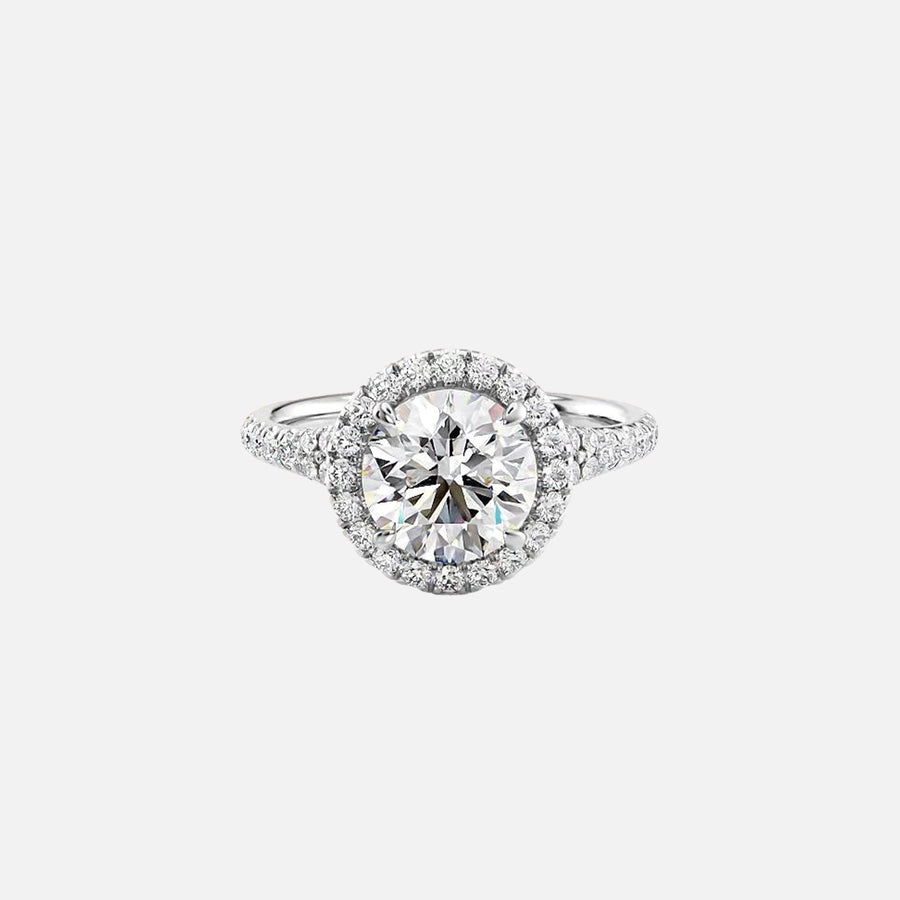  The Miley Round Moissanite Ring 18k White Gold 001