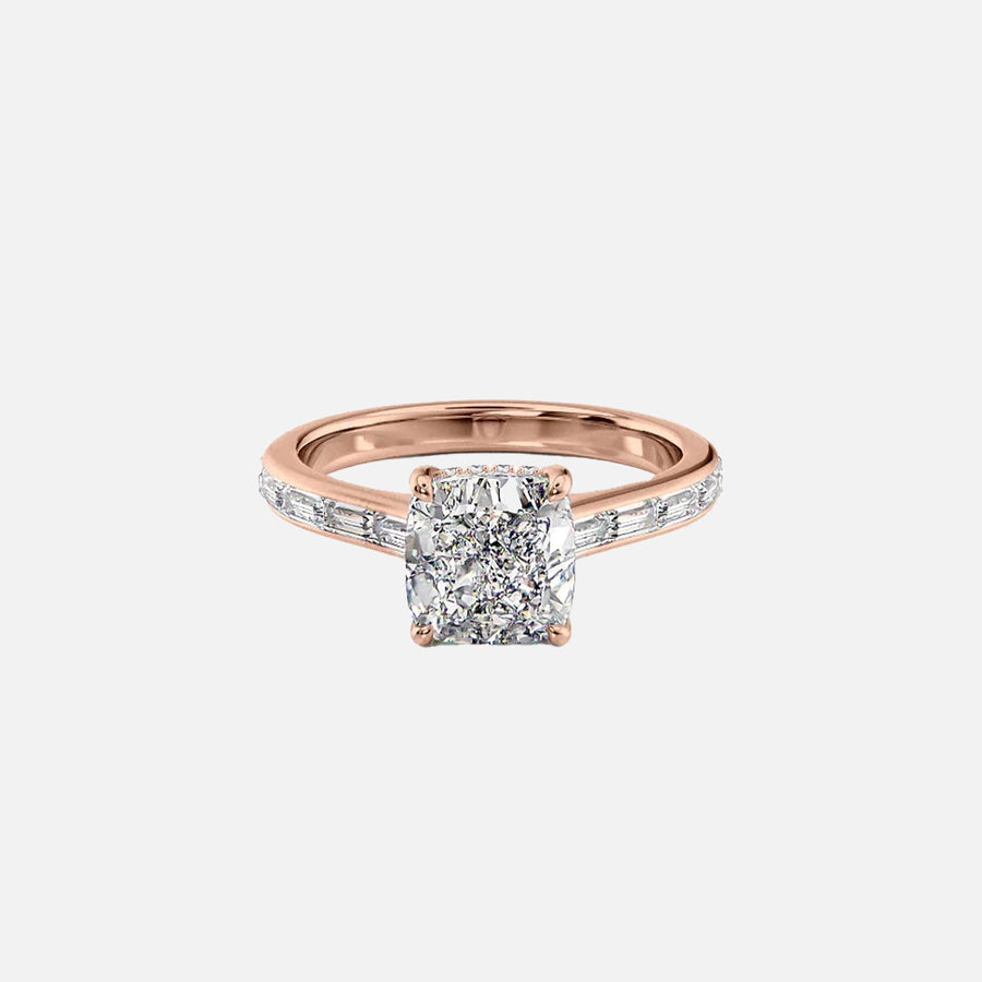  The Monica Cushion Lab Diamond Ring 14k Rose Gold 001