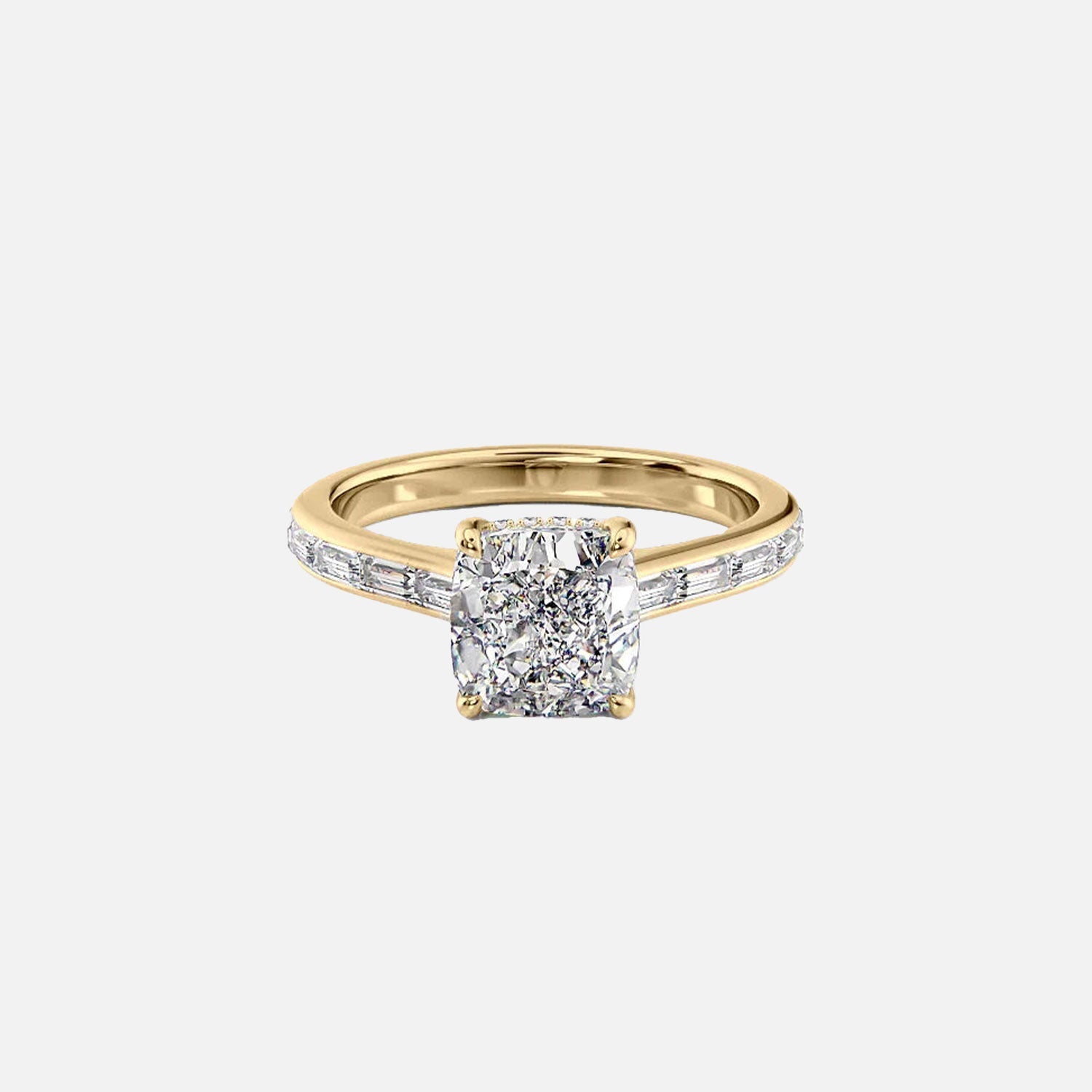 The Monica Cushion Lab Diamond Ring 14k Yellow Gold 001