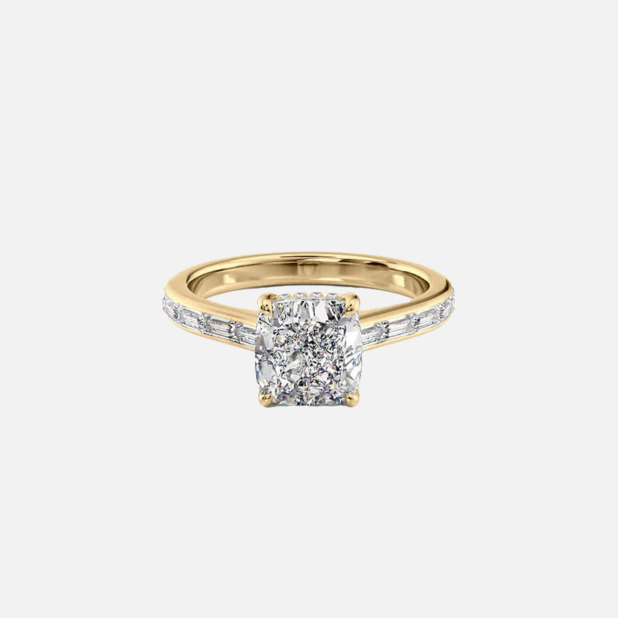 The Monica Cushion Lab Diamond Ring 14k Yellow Gold 001