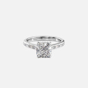  The Monica Cushion Moissanite Ring 14k White Gold 001