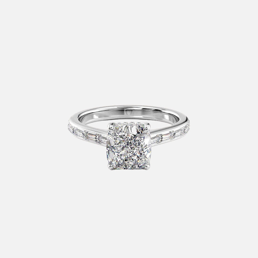  The Monica Cushion Moissanite Ring 14k White Gold 001