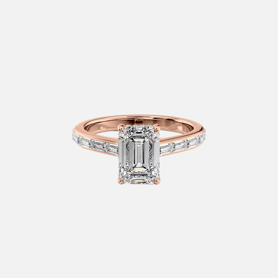  The Monica Emerald Lab Diamond Ring 14k Rose Gold 001