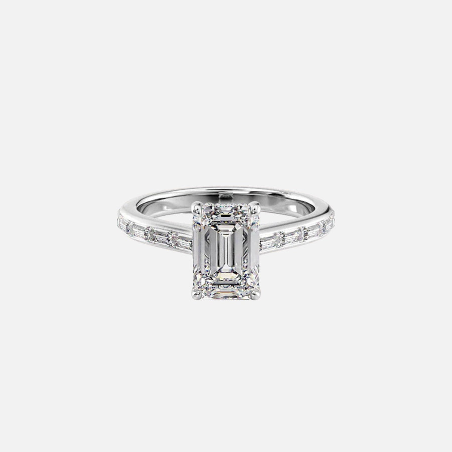  The Monica Emerald Lab Diamond Ring 14k White Gold 001