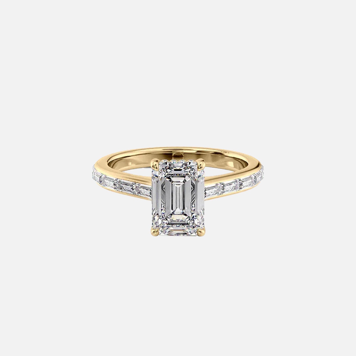 The Monica Emerald Moissanite Ring 14k Yellow Gold 001