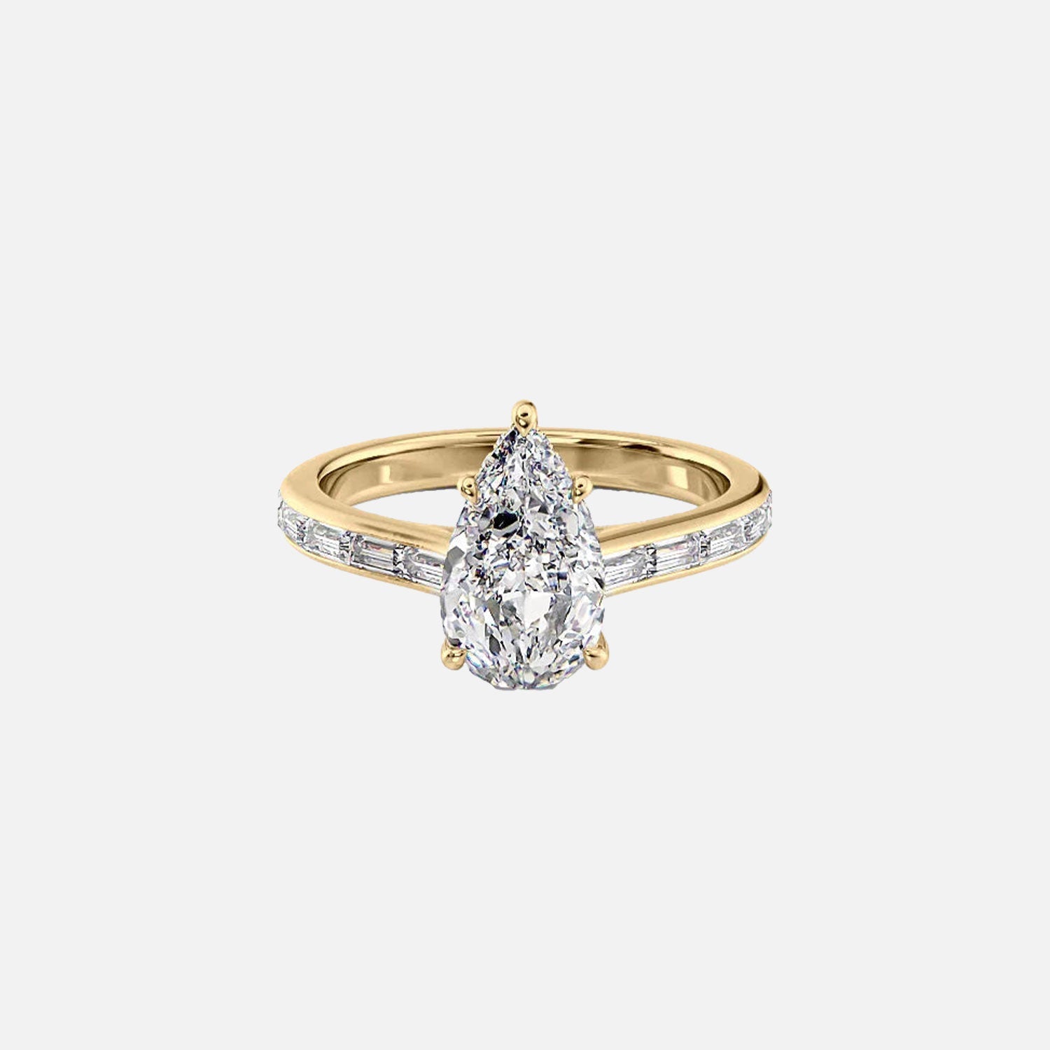 The Monica Pear Moissanite Ring 14k Yellow Gold 001