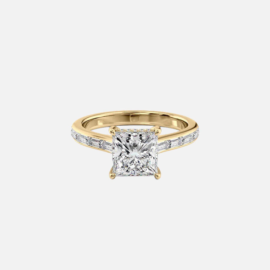 The Monica Princess Lab Diamond Ring 14k Yellow Gold 001
