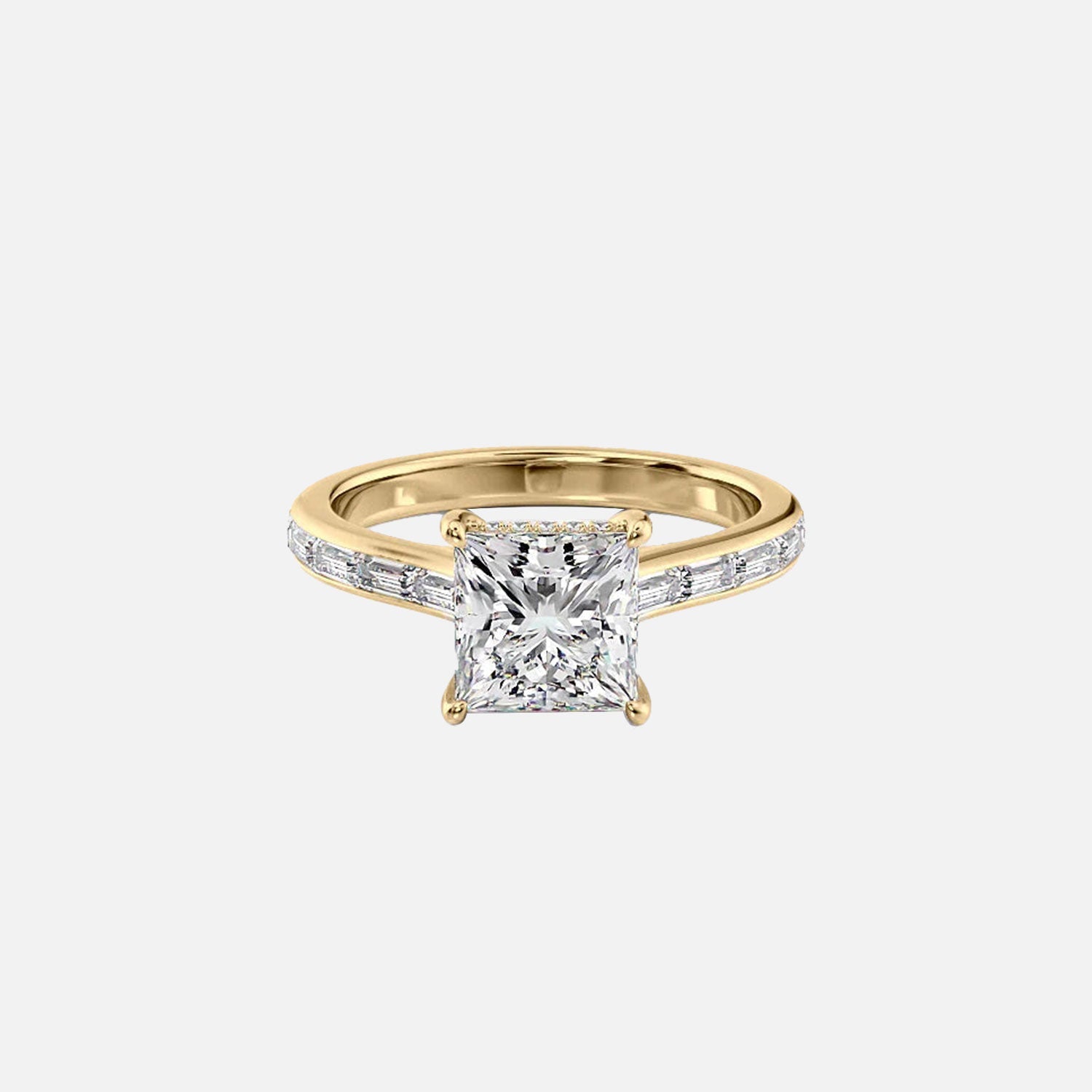 The Monica Princess Moissanite Ring 14k Yellow Gold 001