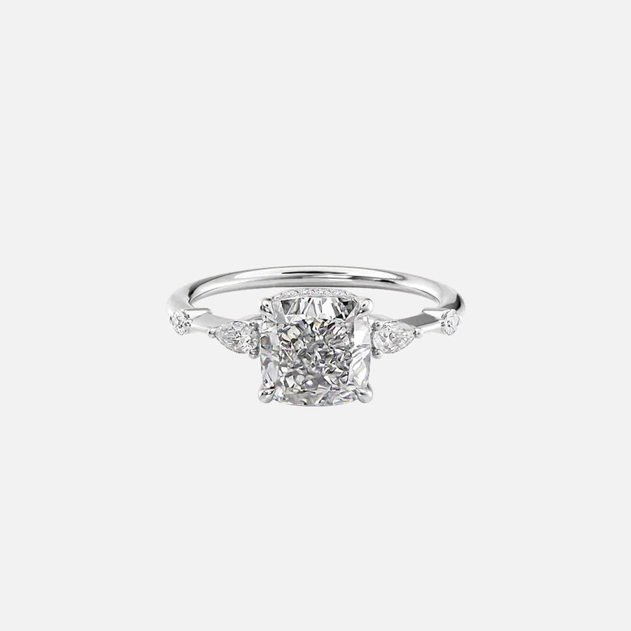  The Naomi Cushion Moissanite Ring 14k White Gold 001