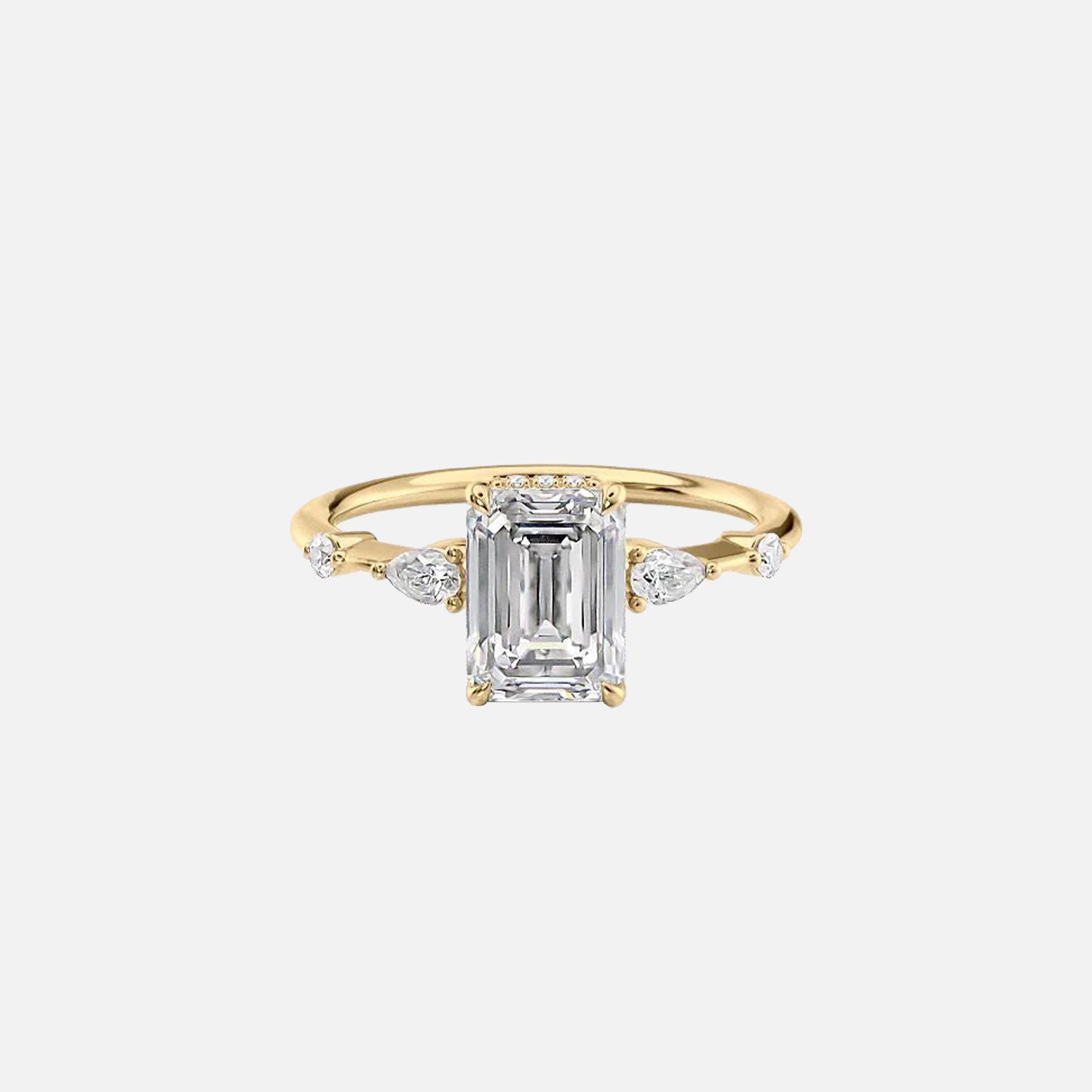The Naomi Emerald Moissanite Ring 14k Yellow Gold 001