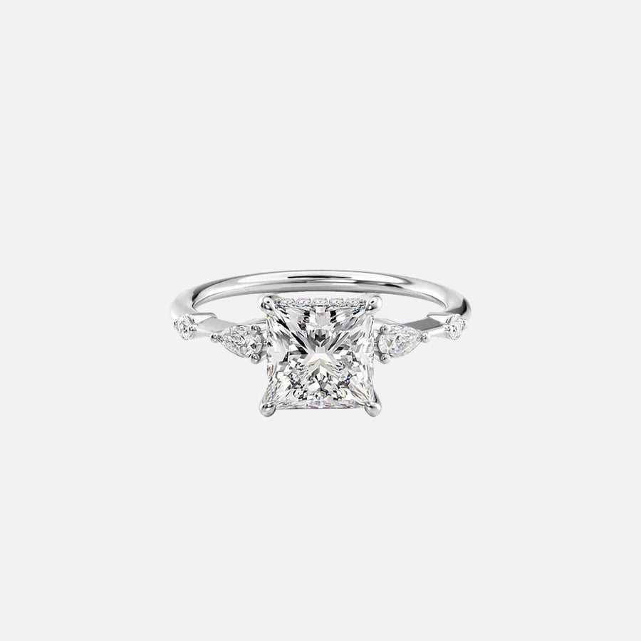  The Naomi Princess Moissanite Ring 14k White Gold 001