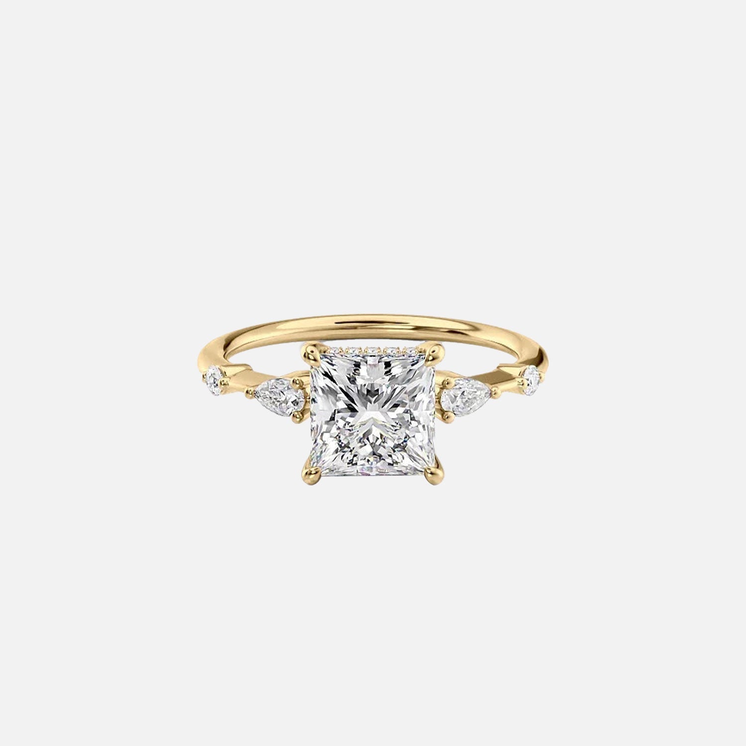 The Naomi Princess Moissanite Ring 14k Yellow Gold 001