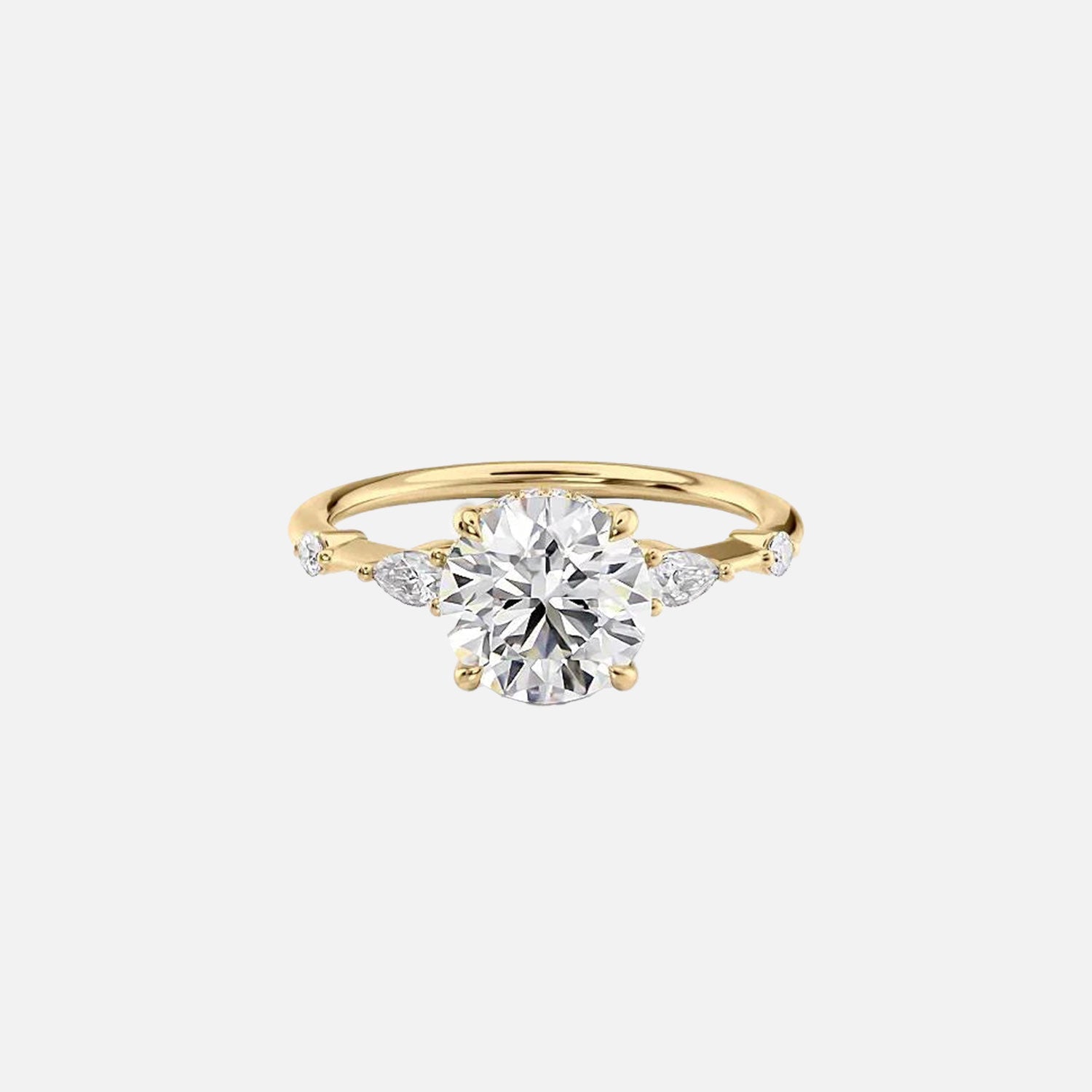 The Naomi Round Moissanite Ring 14k Yellow Gold 001