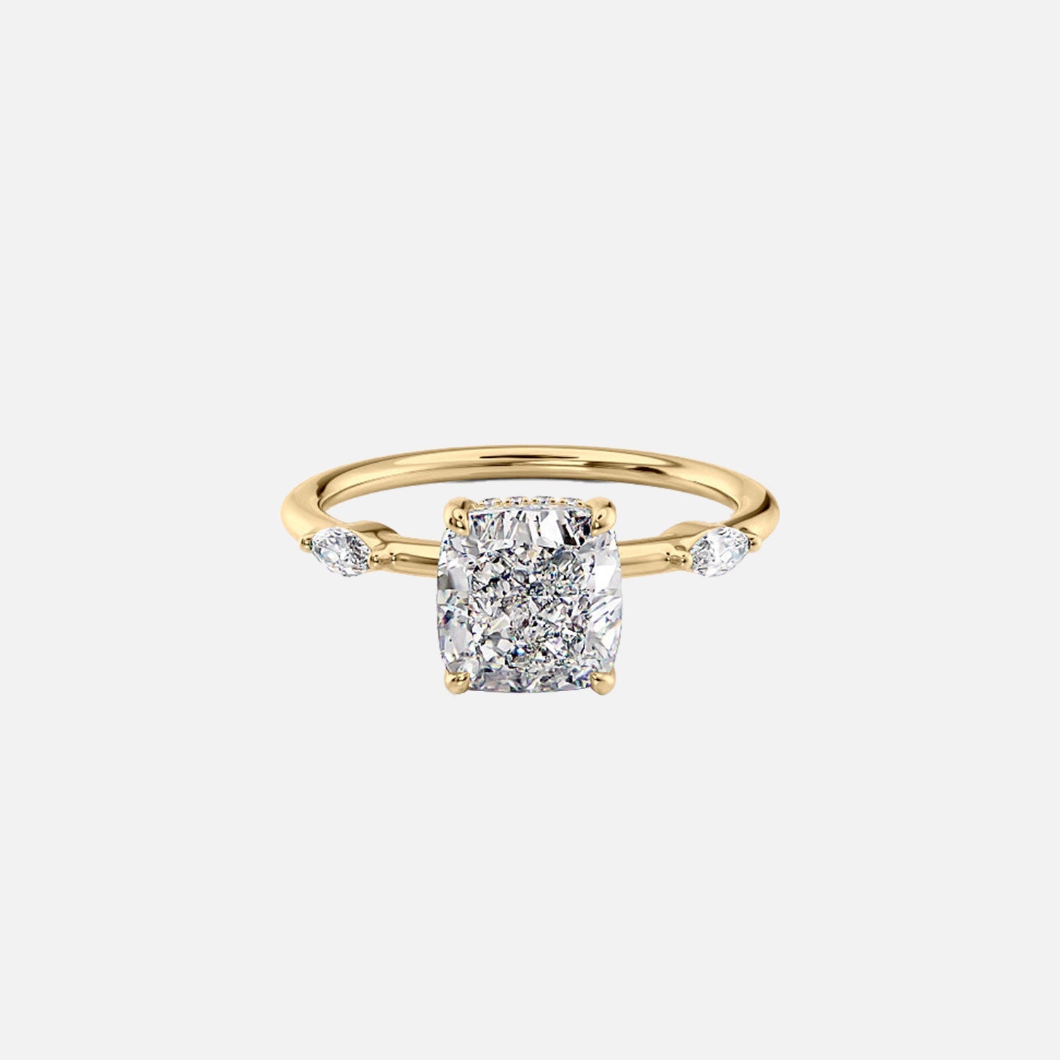 The Nicole Cushion Lab Diamond Ring 14k Yellow Gold 001
