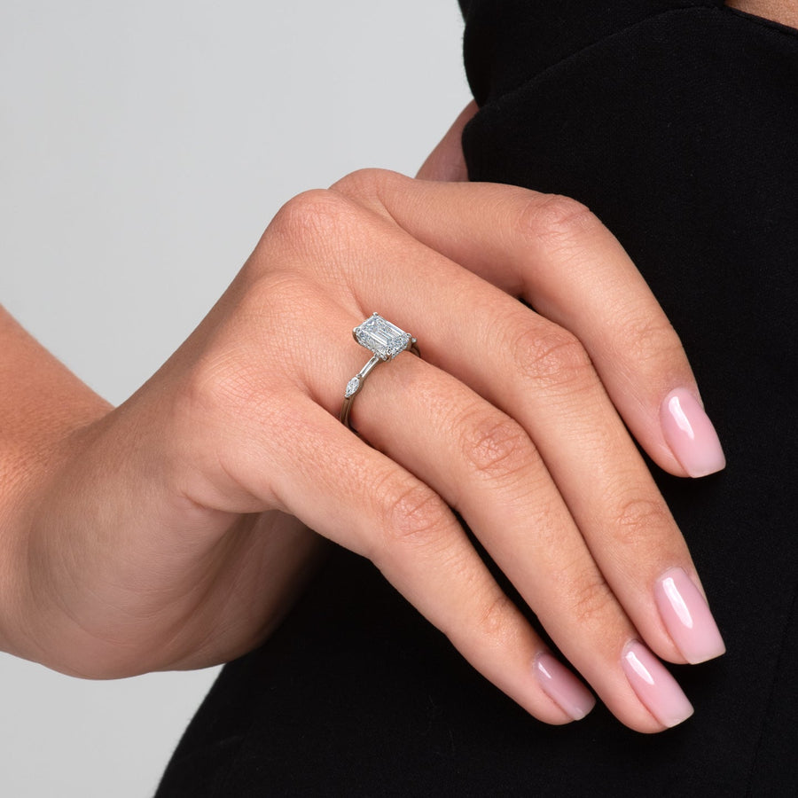  The Nicole Emerald Lab Diamond Ring 14k White Gold 005 Final