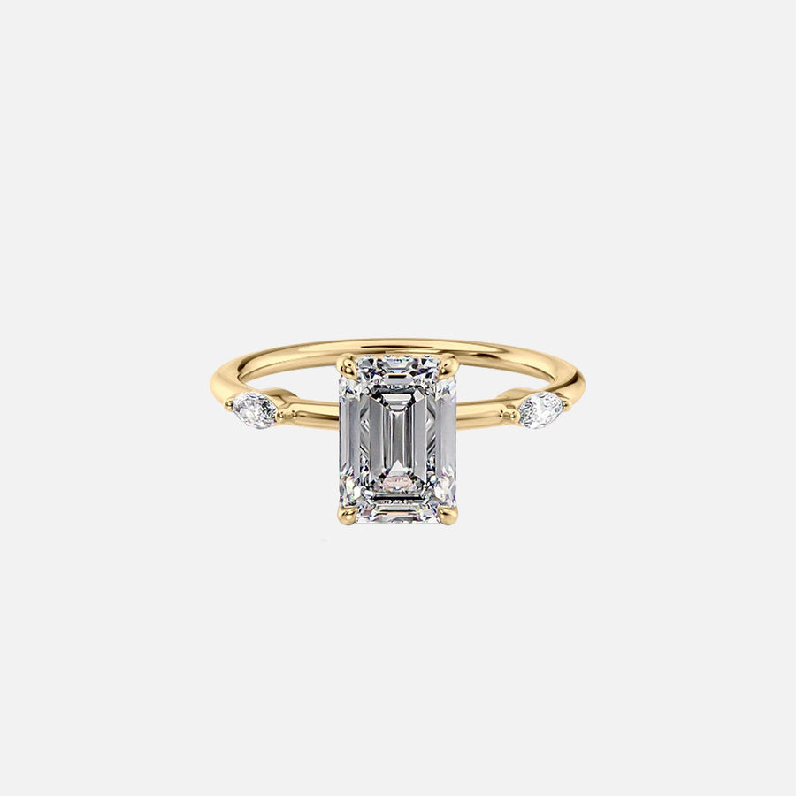  The Nicole Emerald Lab Diamond Ring 18k Yellow Gold 001