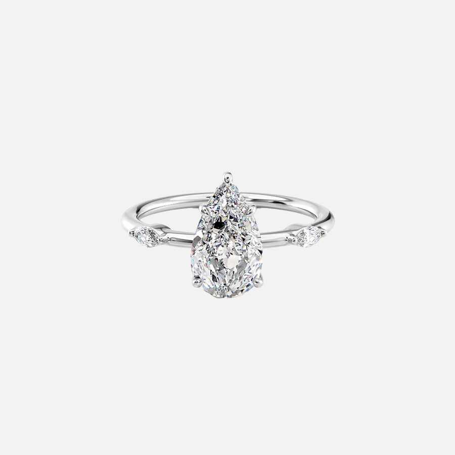  The Nicole Pear Lab Diamond Ring 14k White Gold 001