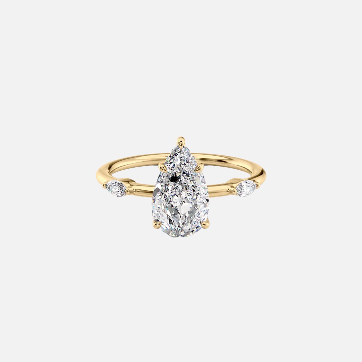 The Nicole Pear Moissanite Ring 14k Yellow Gold 001