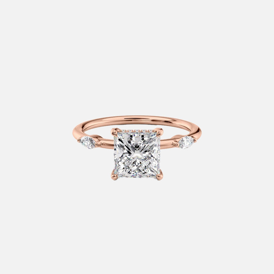  The Nicole Princess Moissanite Ring 18k Rose Gold 001
