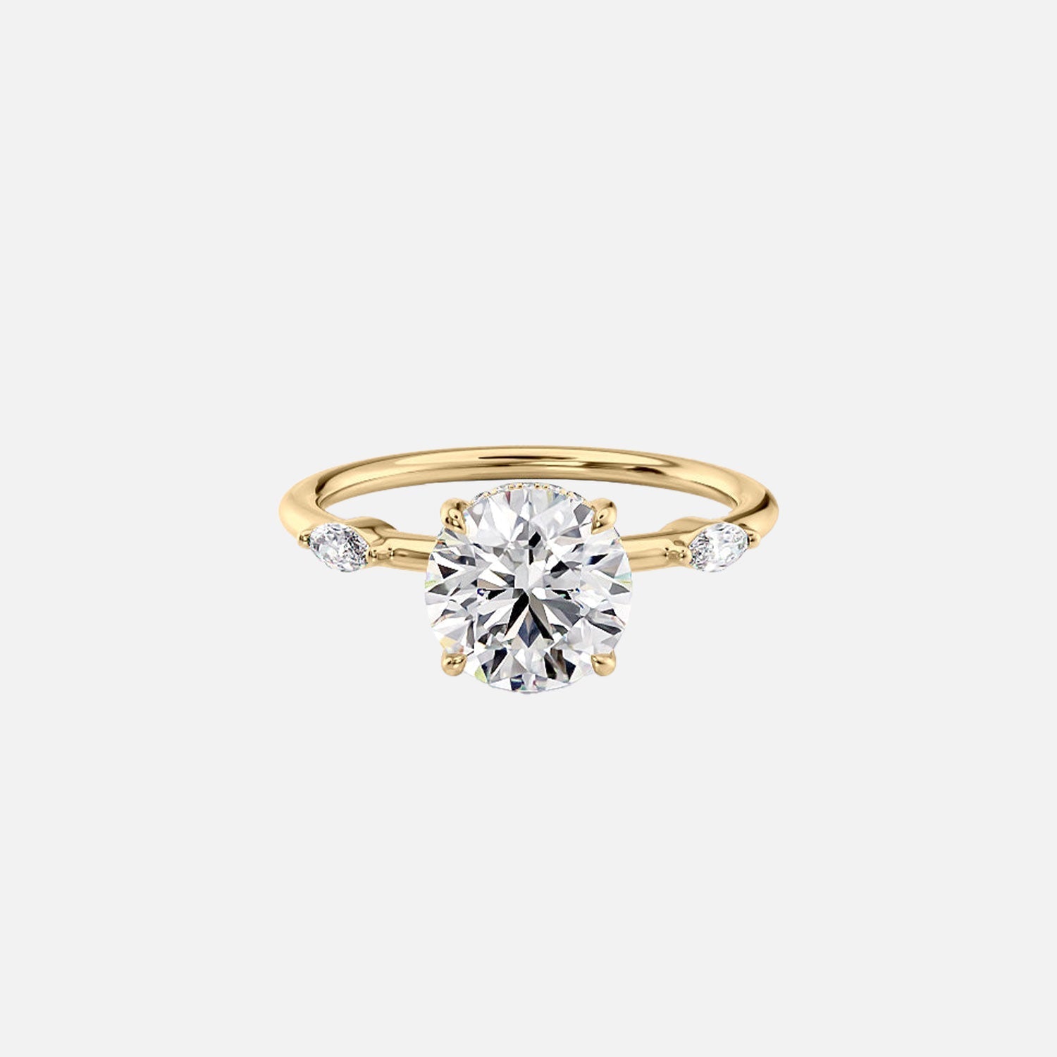 The Nicole Round Moissanite Ring 14k Yellow Gold 001