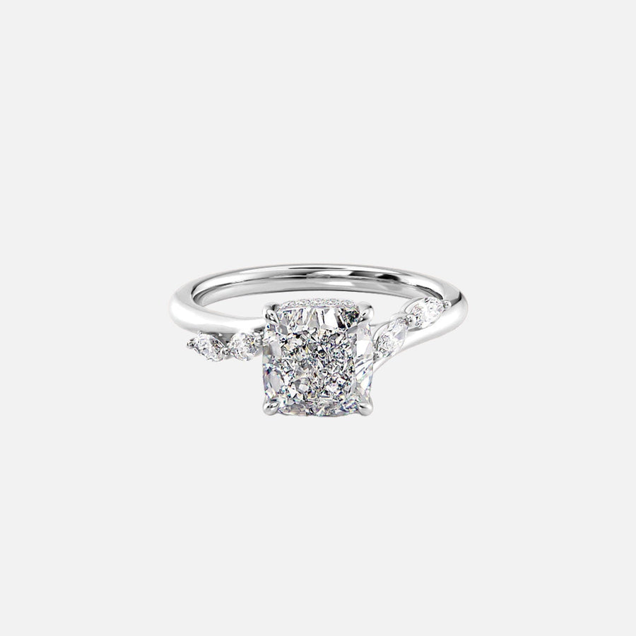  The Nova Cushion Moissanite Ring 14k White Gold 001