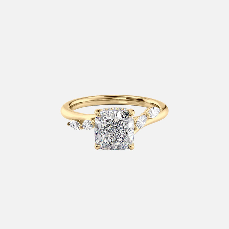  The Nova Cushion Moissanite Ring 18k Yellow Gold 001