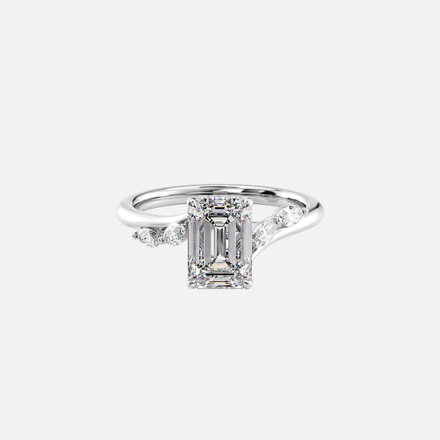  The Nova Emerald Moissanite Ring 14k White Gold 001