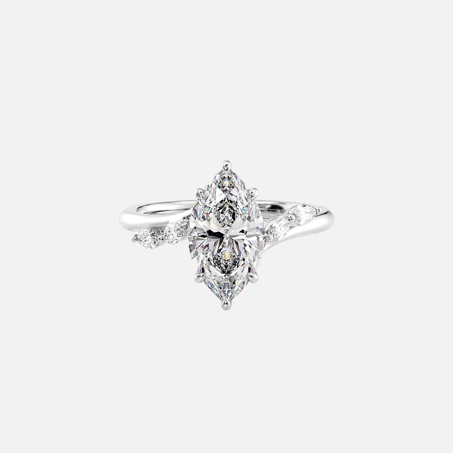  The Nova Marquise Moissanite Ring 14k White Gold 001