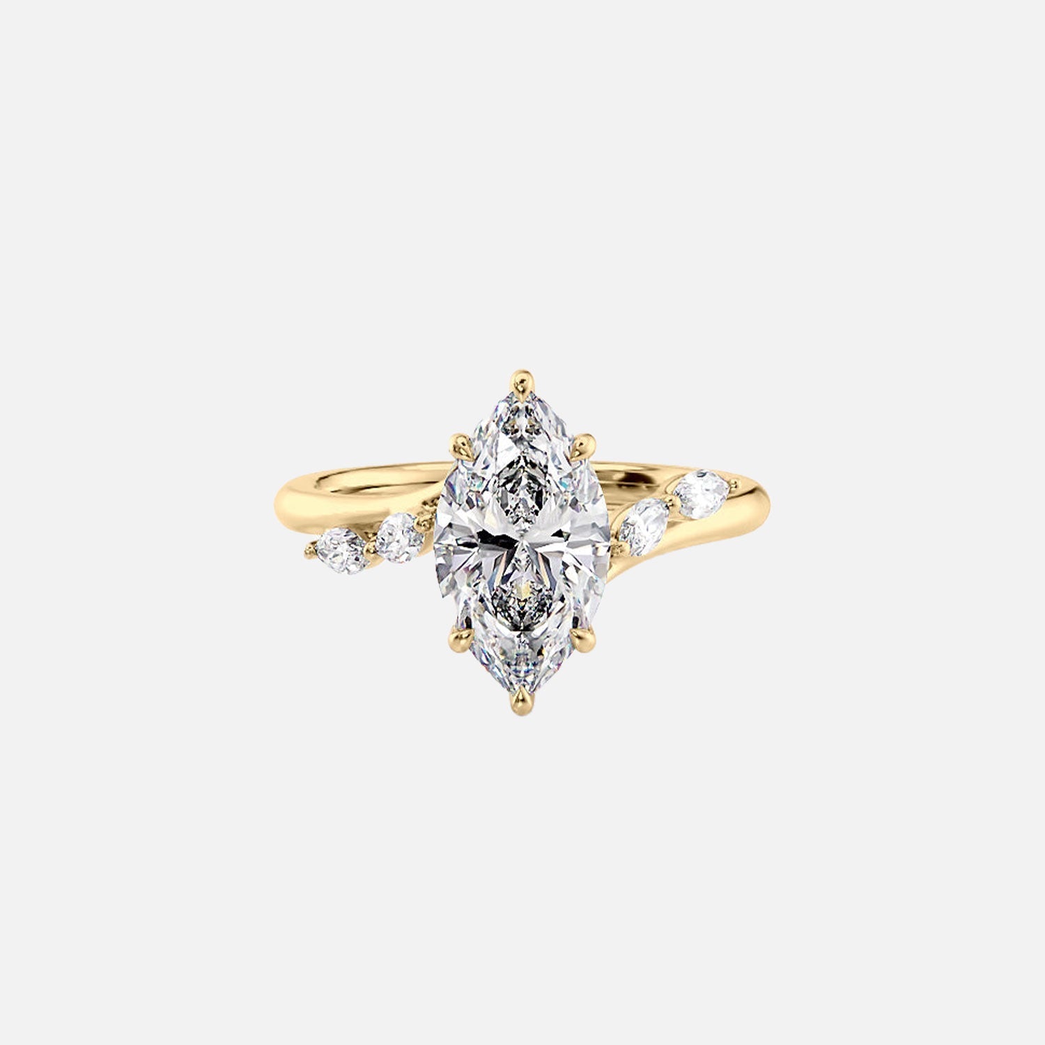 The Nova Marquise Moissanite Ring 14k Yellow Gold 001