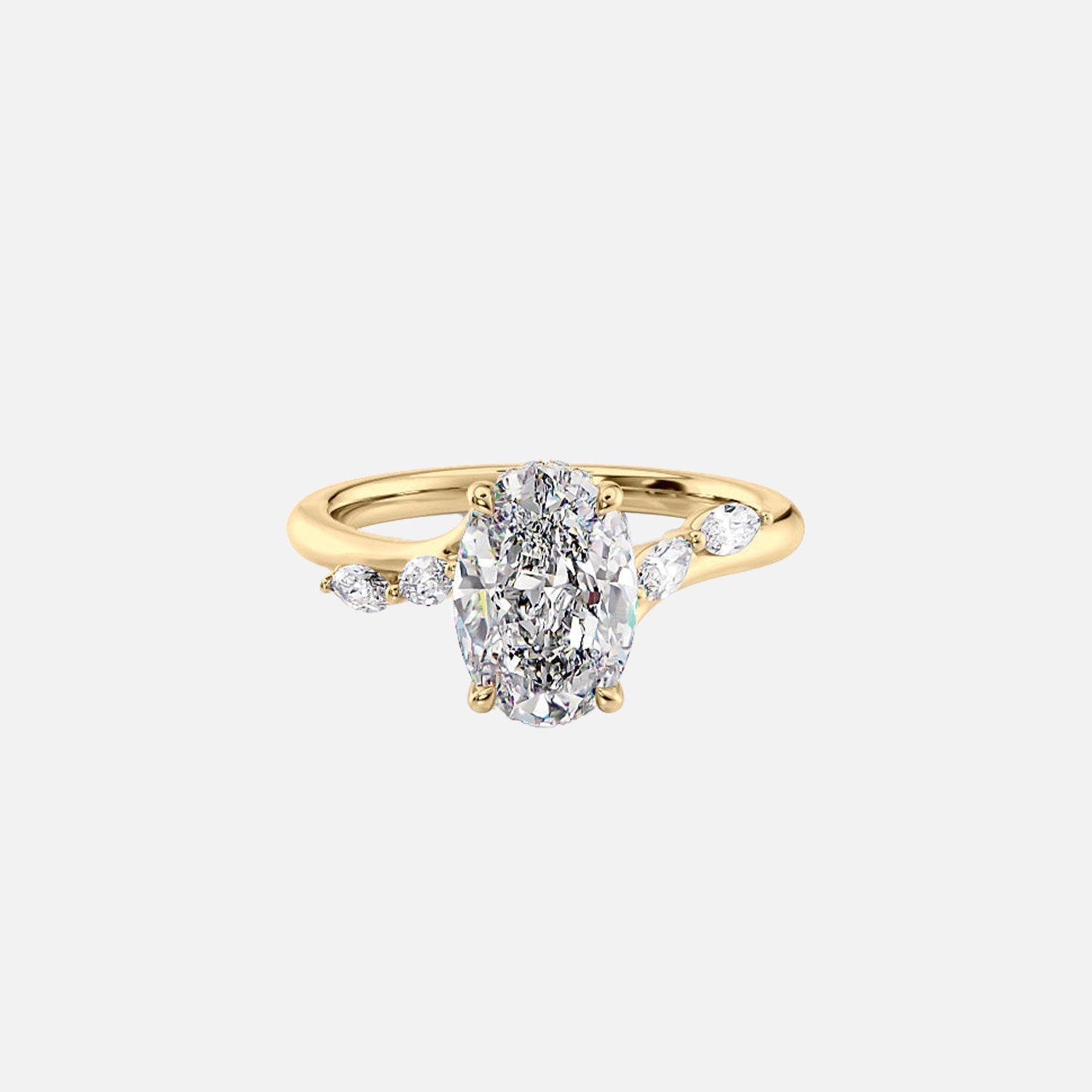 The Nova Oval Moissanite Ring 14k Yellow Gold 001