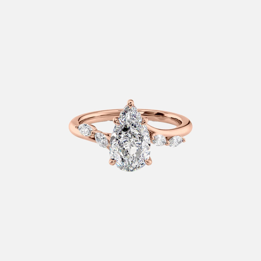  The Nova Pear Lab Diamond Ring 14k Rose Gold 001