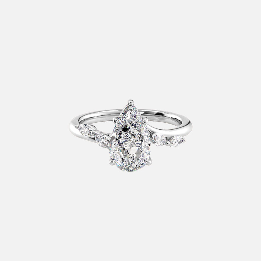  The Nova Pear Lab Diamond Ring 18k White Gold 001