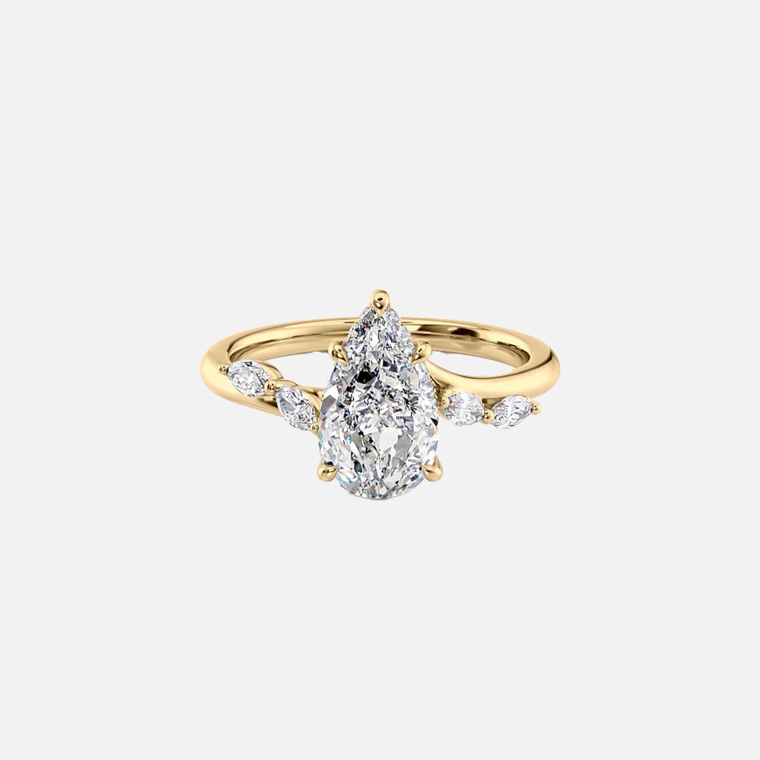 The Nova Pear Moissanite Ring 14k Yellow Gold 001