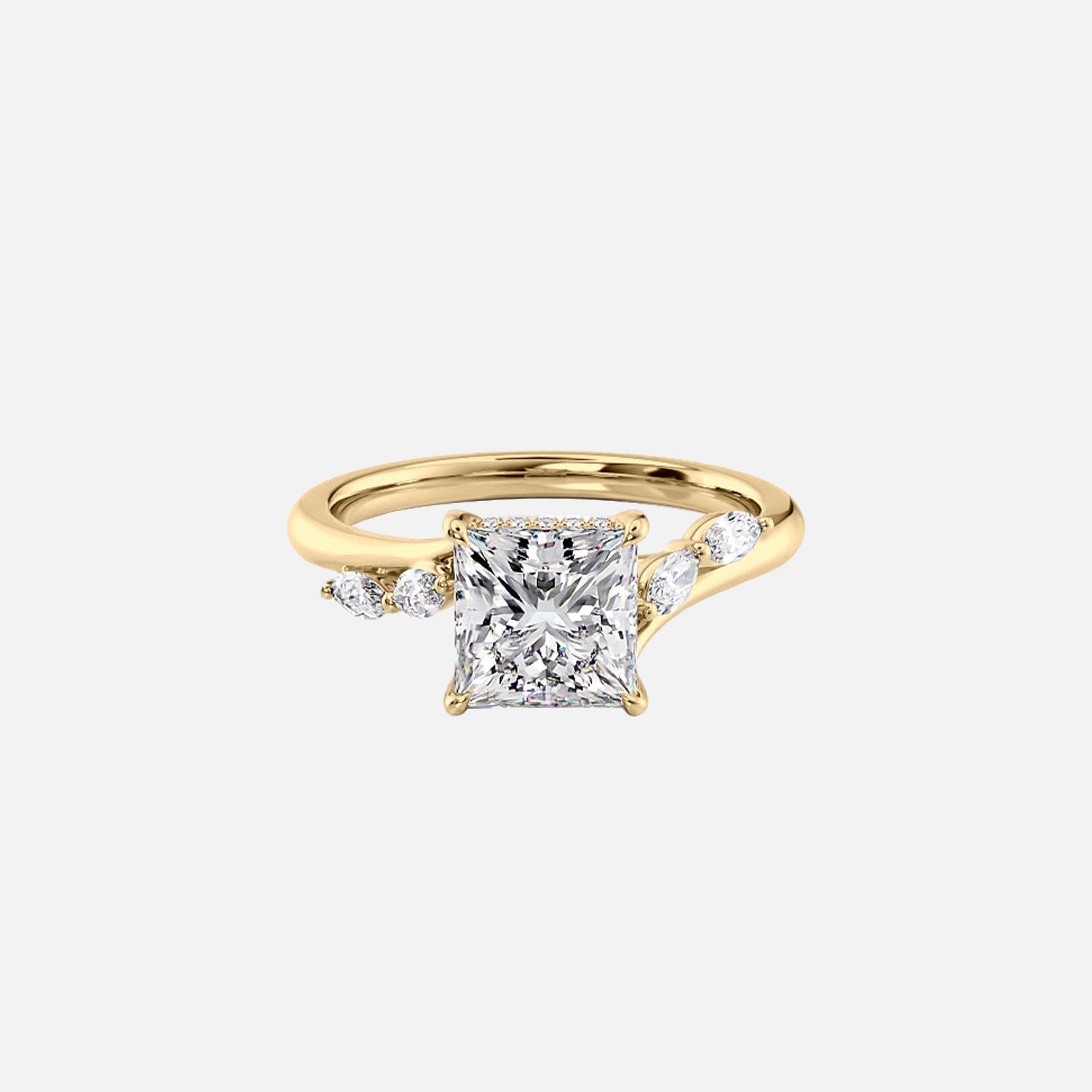 The Nova Princess Moissanite Ring 14k Yellow Gold 001