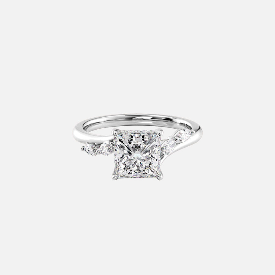  The Nova Princess Moissanite Ring 18k White Gold 001