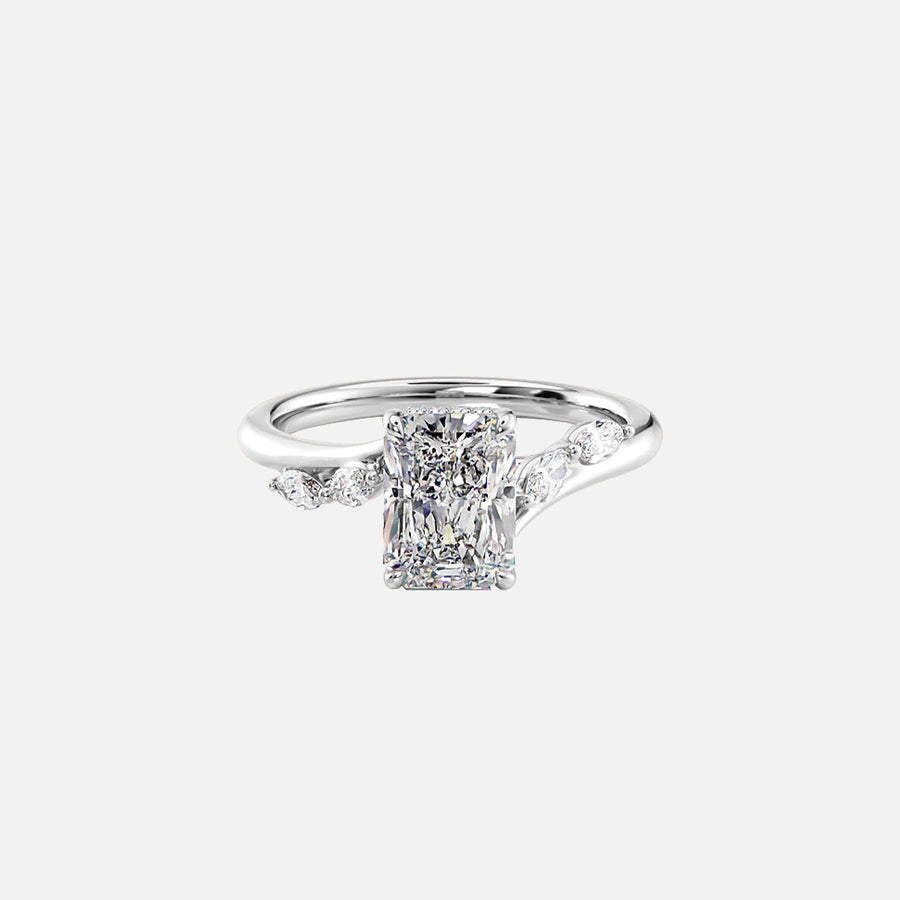  The Nova Radiant Moissanite Ring 18k White Gold 001