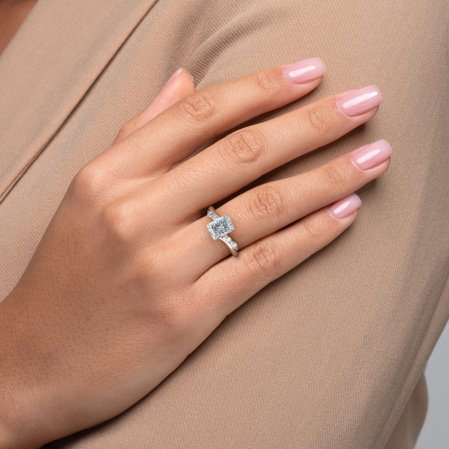  The Nova Radiant Moissanite Ring 18k White Gold 003