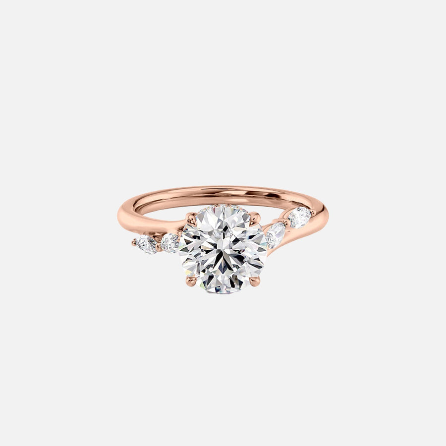  The Nova Round Moissanite Ring 18k Rose Gold 001