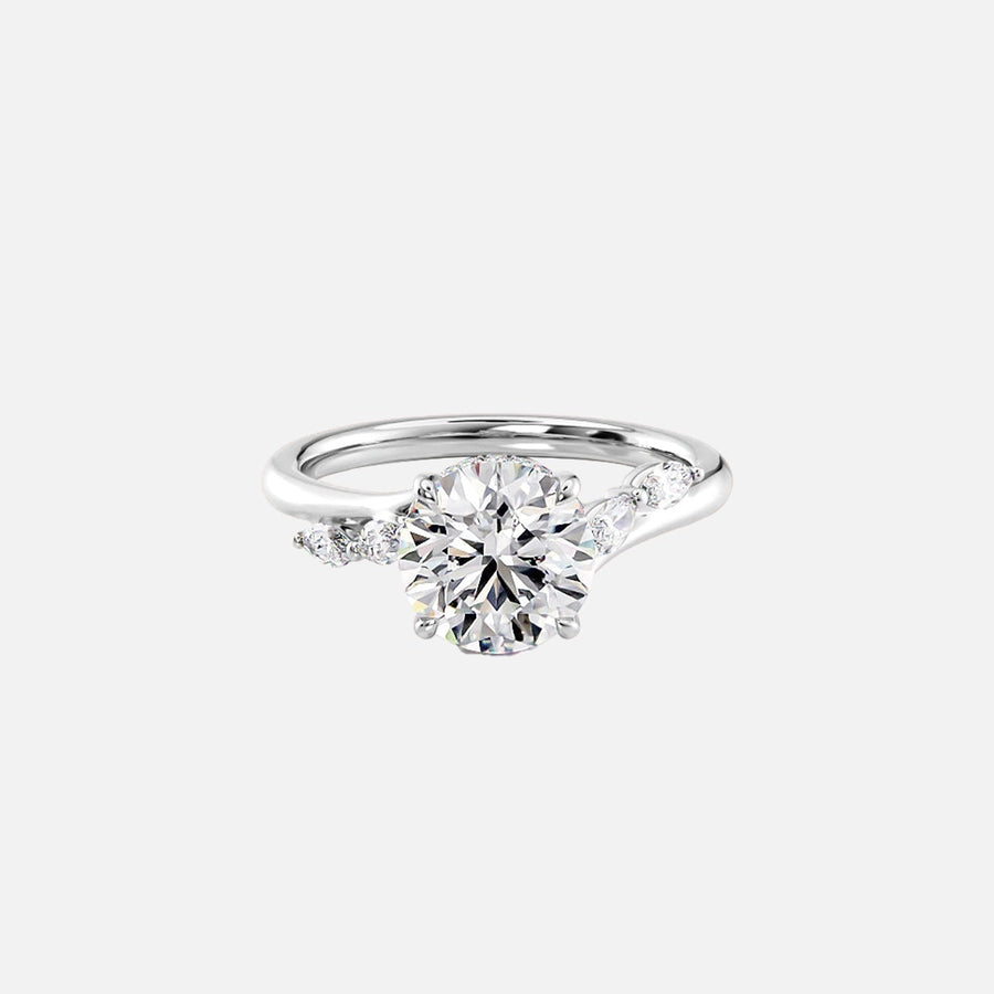  The Nova Round Moissanite Ring 18k White Gold 001