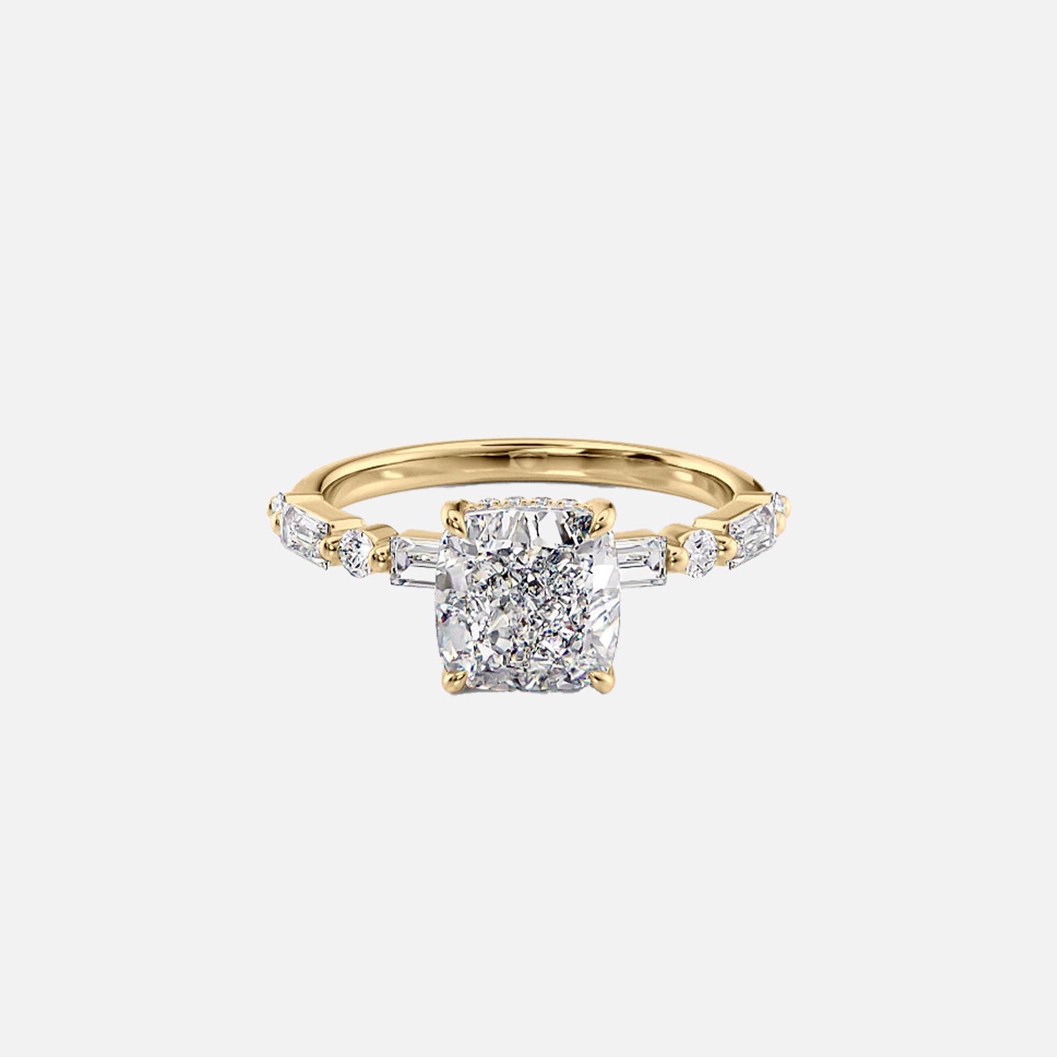 The Patricia Cushion Lab Diamond Ring 14k Yellow Gold 001
