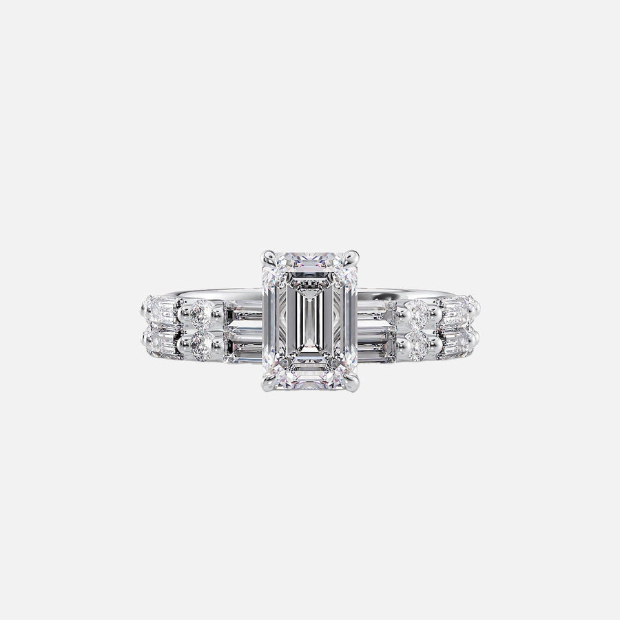 The Patricia Emerald Lab Diamond Ring 14k White Gold 003